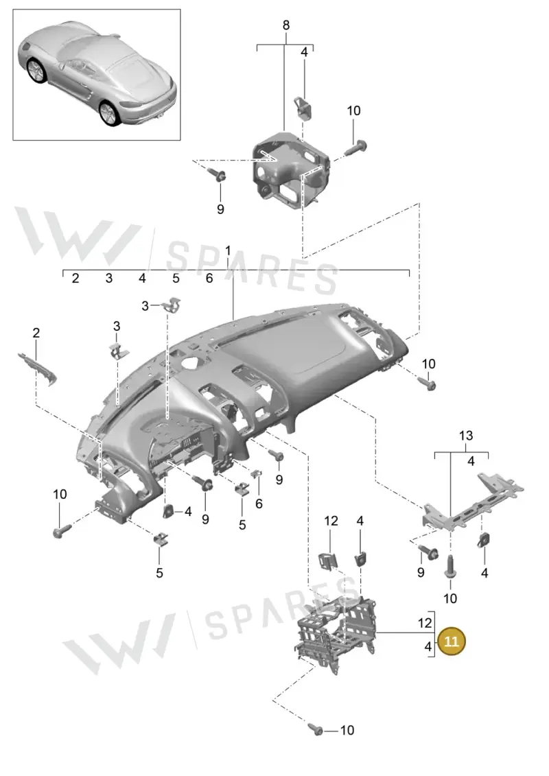 982857273A — Porsche Cayman (2016-2019) diagram p50809000, position 11