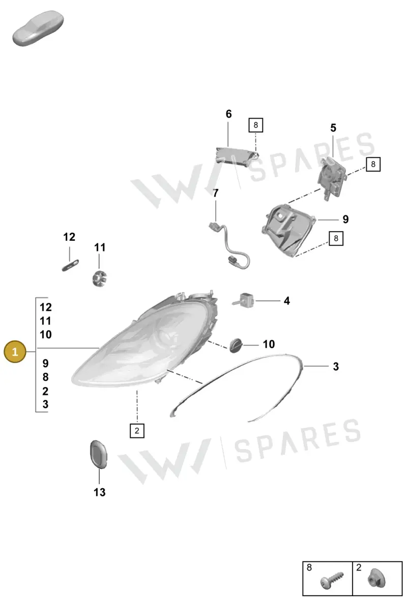 982941019A — Porsche Boxster Spyder (2019-2020) diagram p55905000, position 1