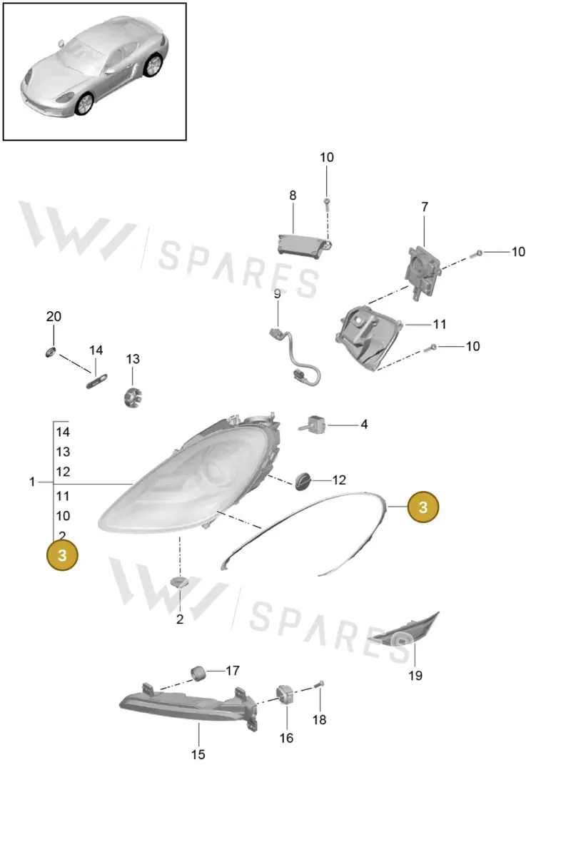 982941120 — Porsche Cayman (2016-) diagram p50905000, position 3