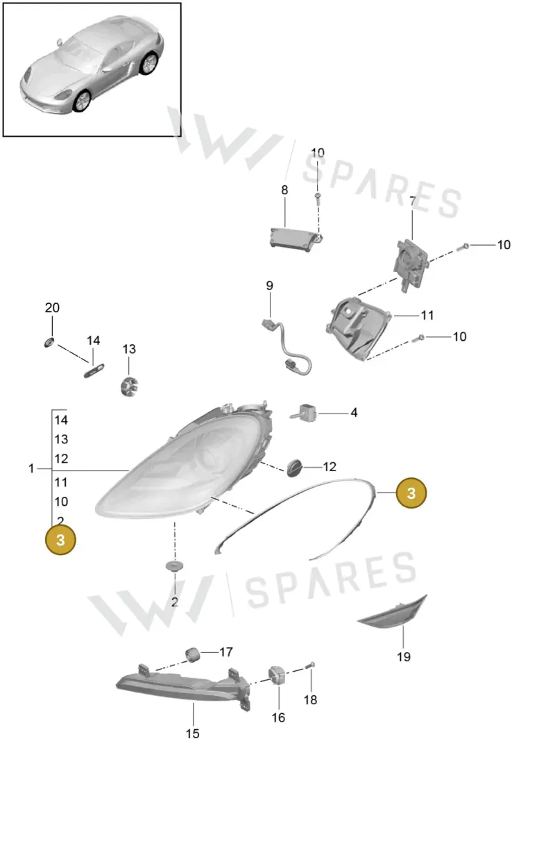 982941120A — Porsche Cayman (2016-) diagram p50905000, position 3