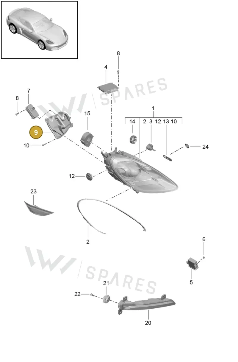 982941627 — Porsche Cayman (2016-2019) diagram p50905003, position 9