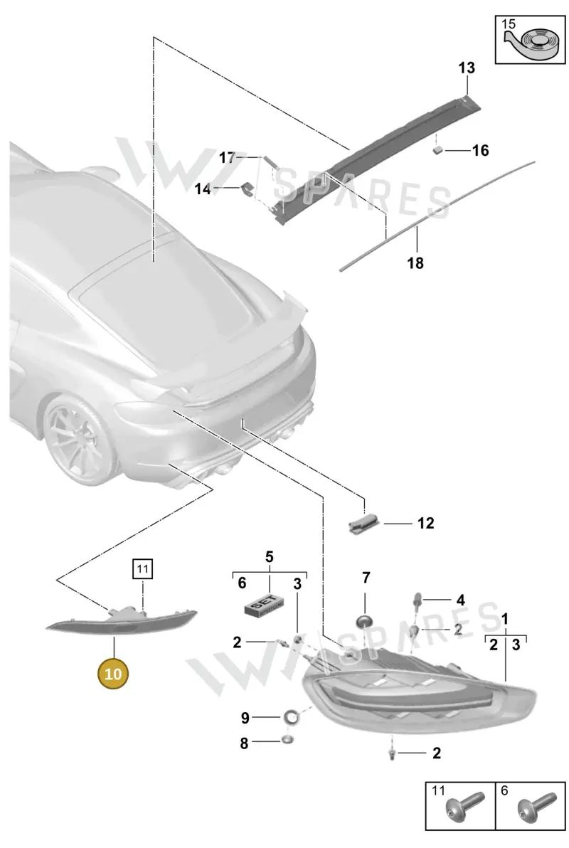 982945703M — Porsche Cayman (2019-2022) diagram p55905050, position 10