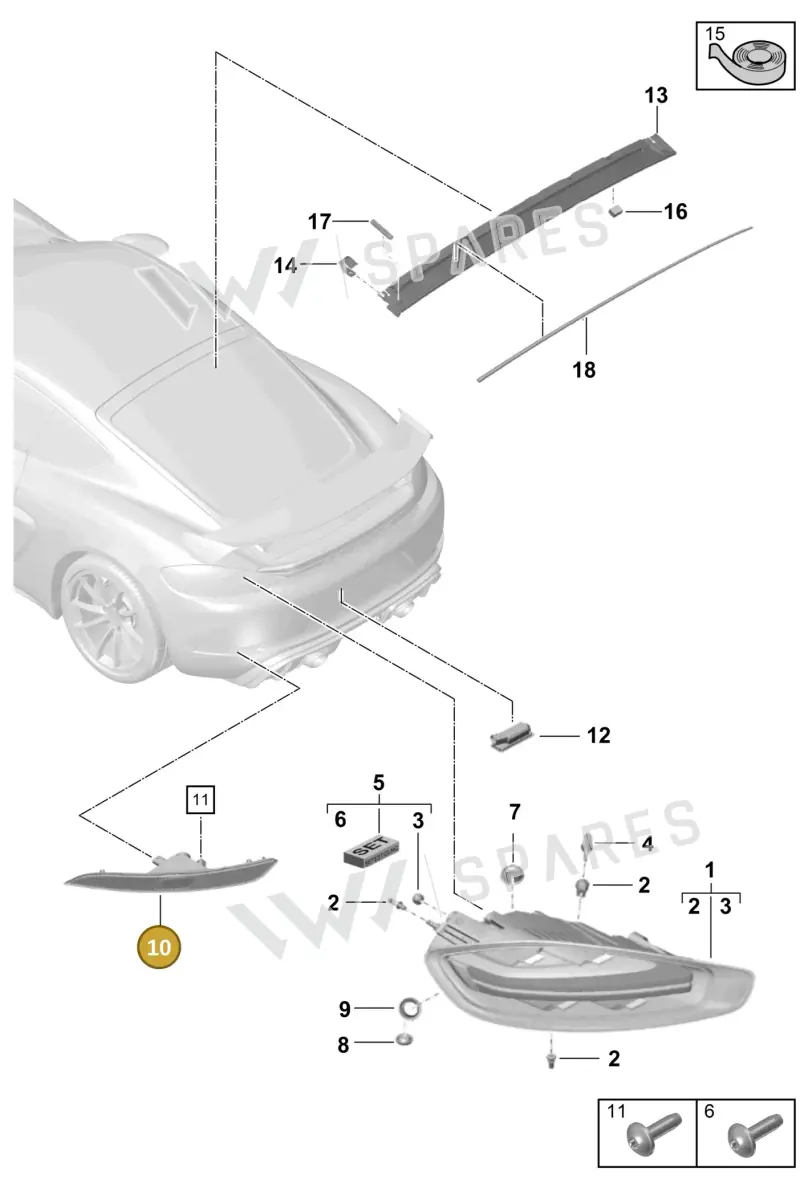 982945704M — Porsche Cayman (2019-2022) diagram p55905050, position 10