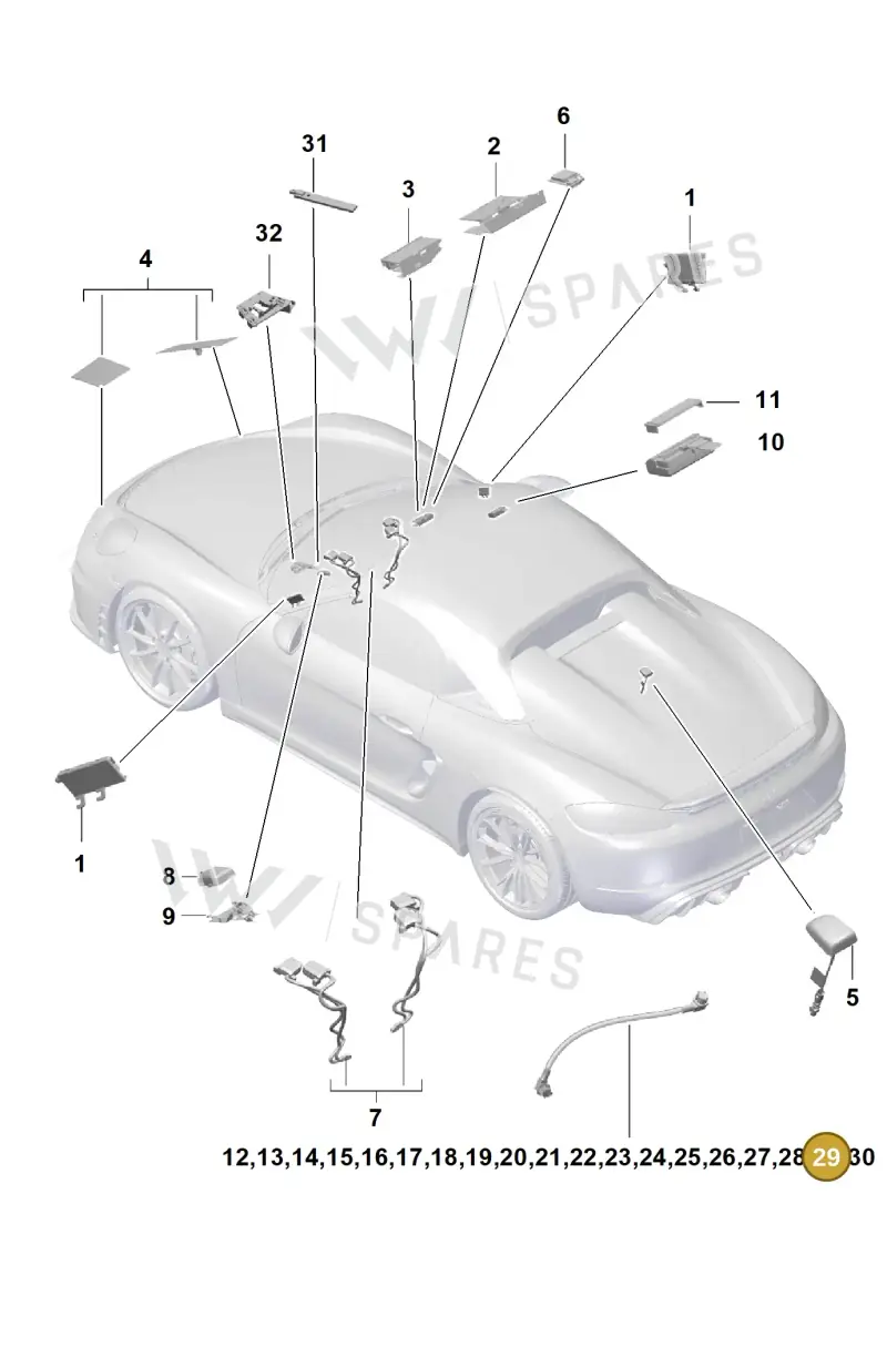 982979004 — Porsche Boxster Spyder (2019-2020) diagram p54911020, position 29