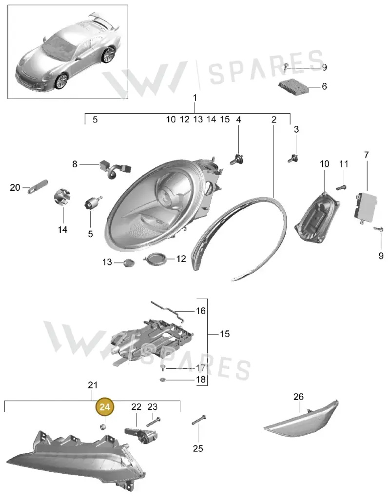 98763129100 — Porsche 991 R (2013-2020) diagram p41905000, position 24