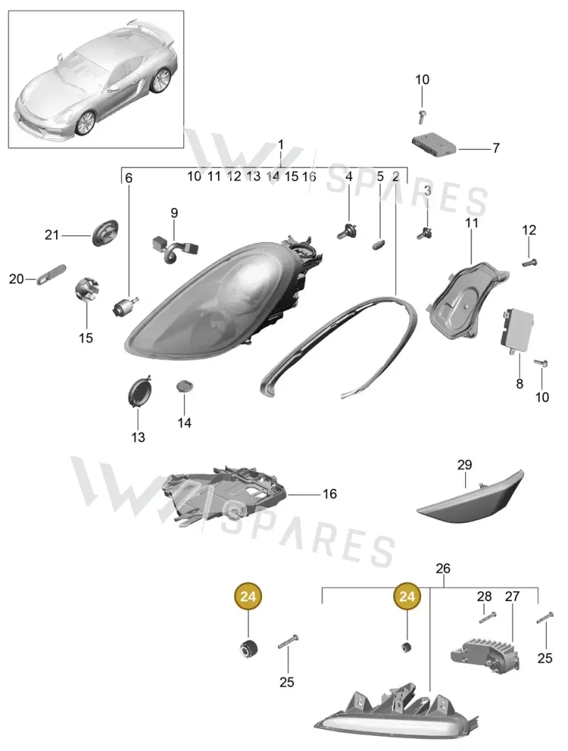 98763129100 — Porsche Cayman GT4 (2015-2016) diagram p45905002, position 24