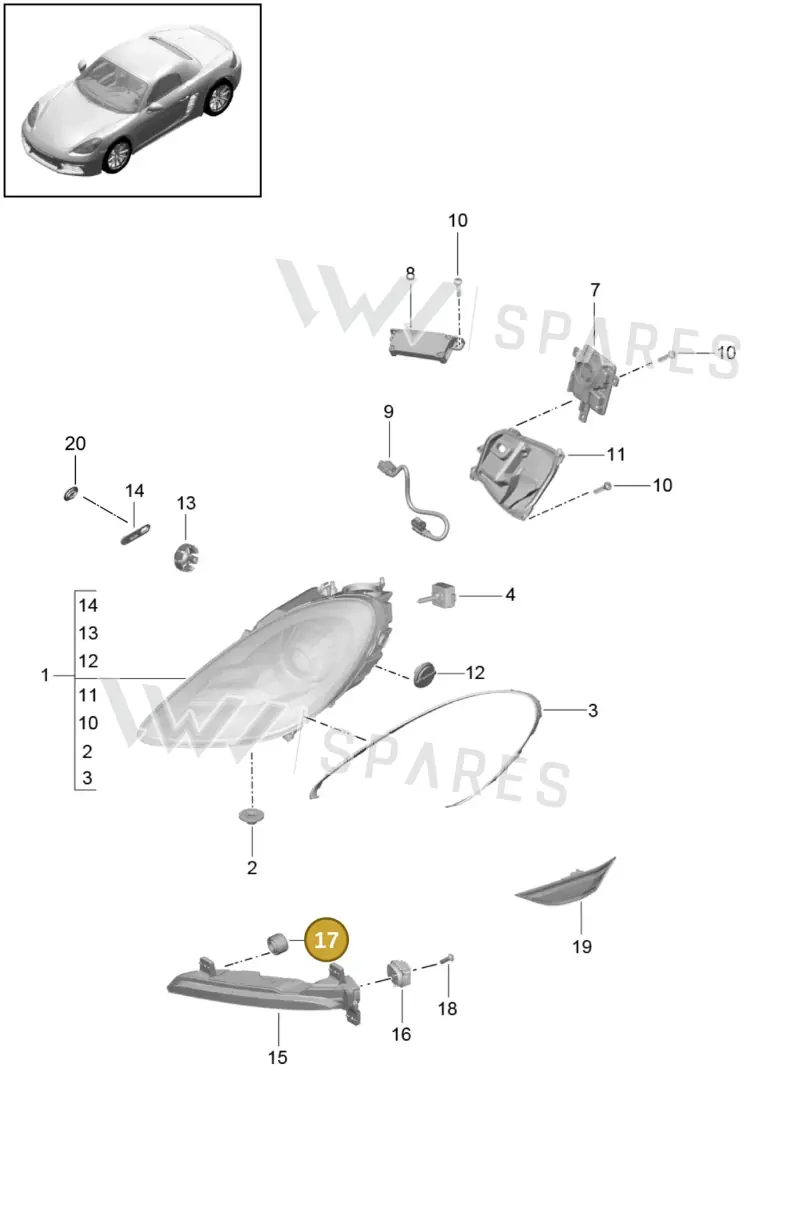 98763129100 — Porsche Boxster (2016-) diagram p48905000, position 17