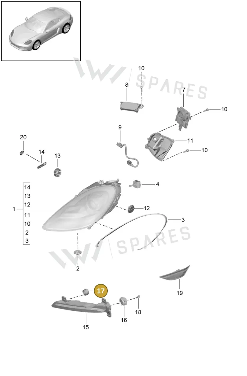 98763129100 — Porsche Cayman (2016-) diagram p50905000, position 17