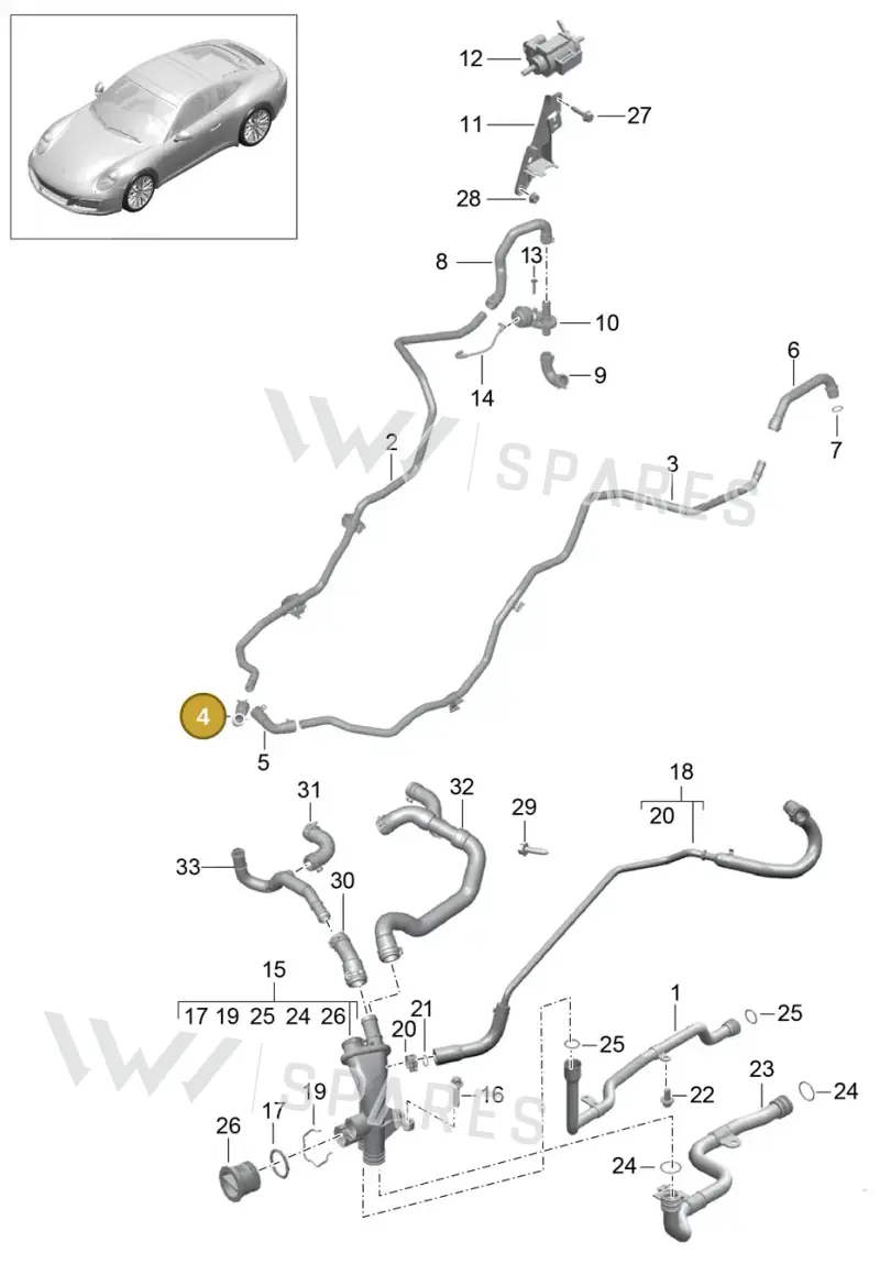 99110621201 — Porsche 911 (2016-2019) diagram p47105005, position 4