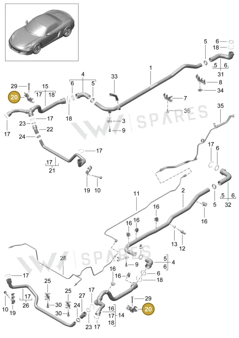 99110641303 — Porsche Boxster (2012-2016) diagram p39105010, position 20