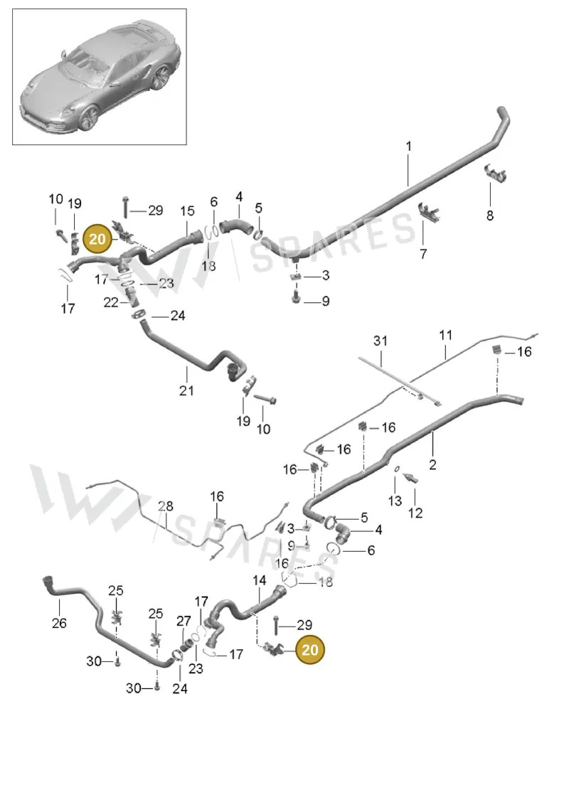 99110641303 — Porsche GT2 RS Clubsport (2013-2020) diagram p42105010, position 20