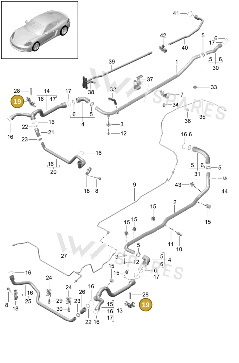 99110641303 — Porsche Cayman (2016-2019) diagram p50105010, position 19