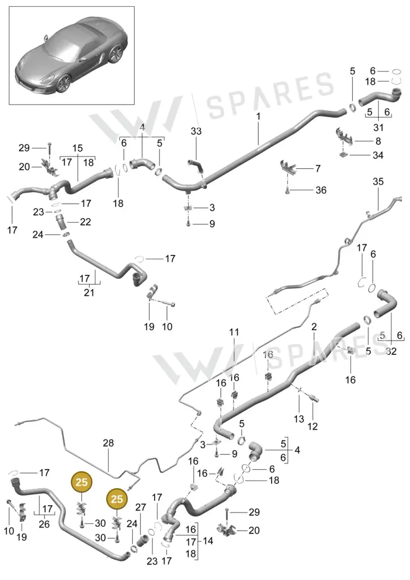 99110652702 — Porsche Boxster (2012-2016) diagram p39105010, position 25