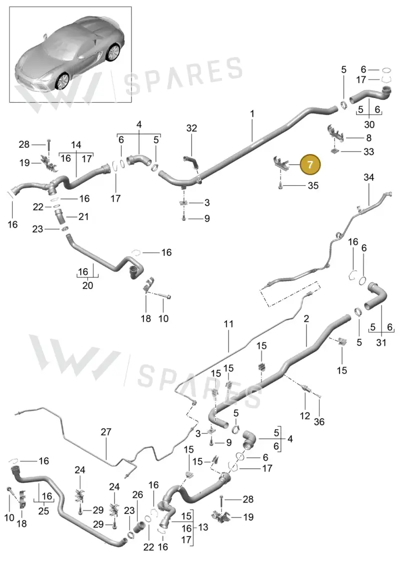 99110654001 — Porsche Boxster Spyder (2015-2016) diagram p46105010, position 7
