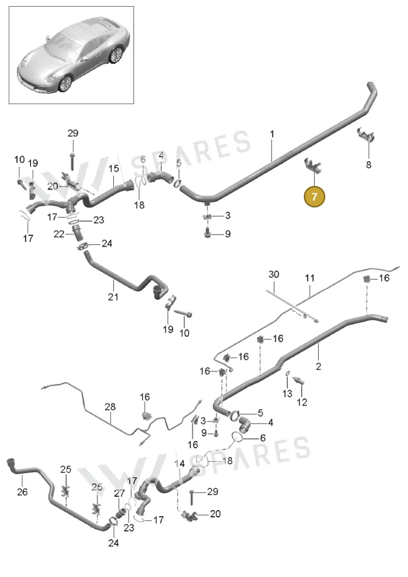 99110654001 — Porsche 991 II Carrera 4 (2016-2019) diagram p47105010, position 7