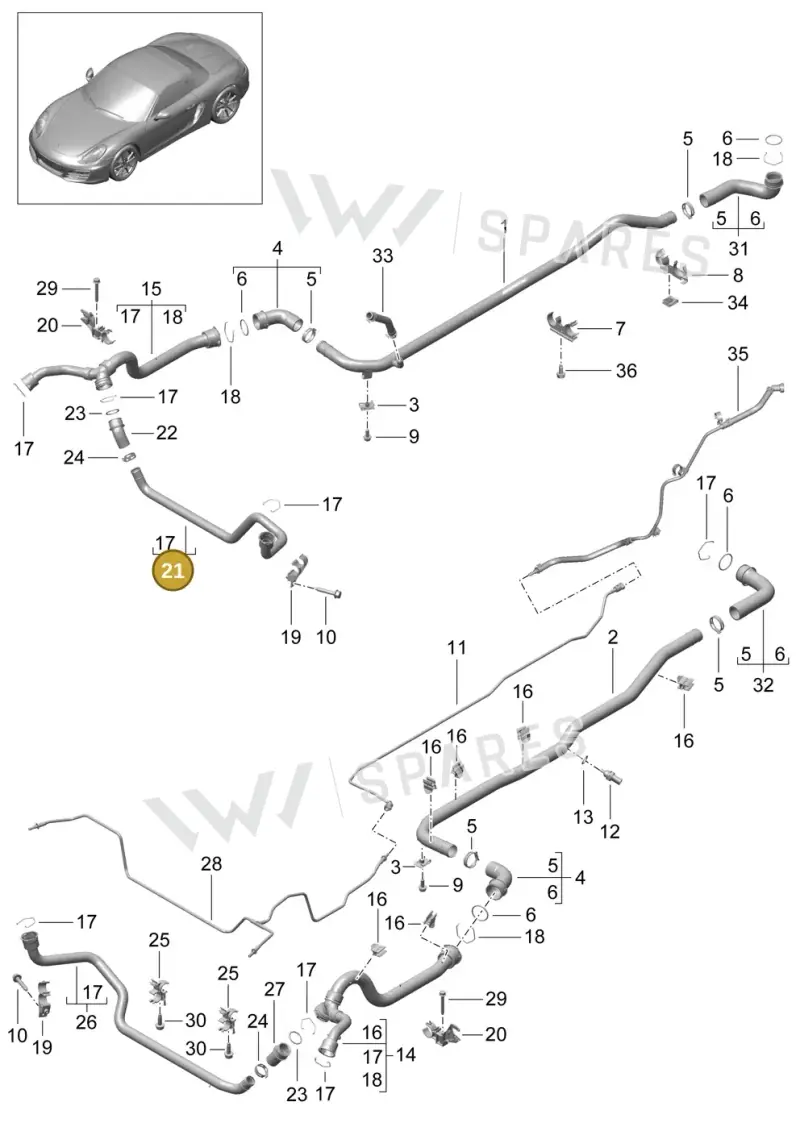 99110671102 — Porsche Boxster (2012-2016) diagram p39105010, position 21