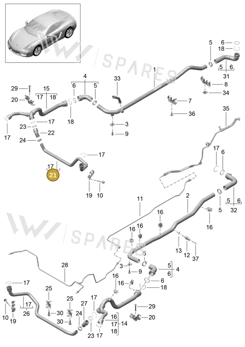 99110671102 — Porsche Cayman (2013-2016) diagram p40105010, position 21