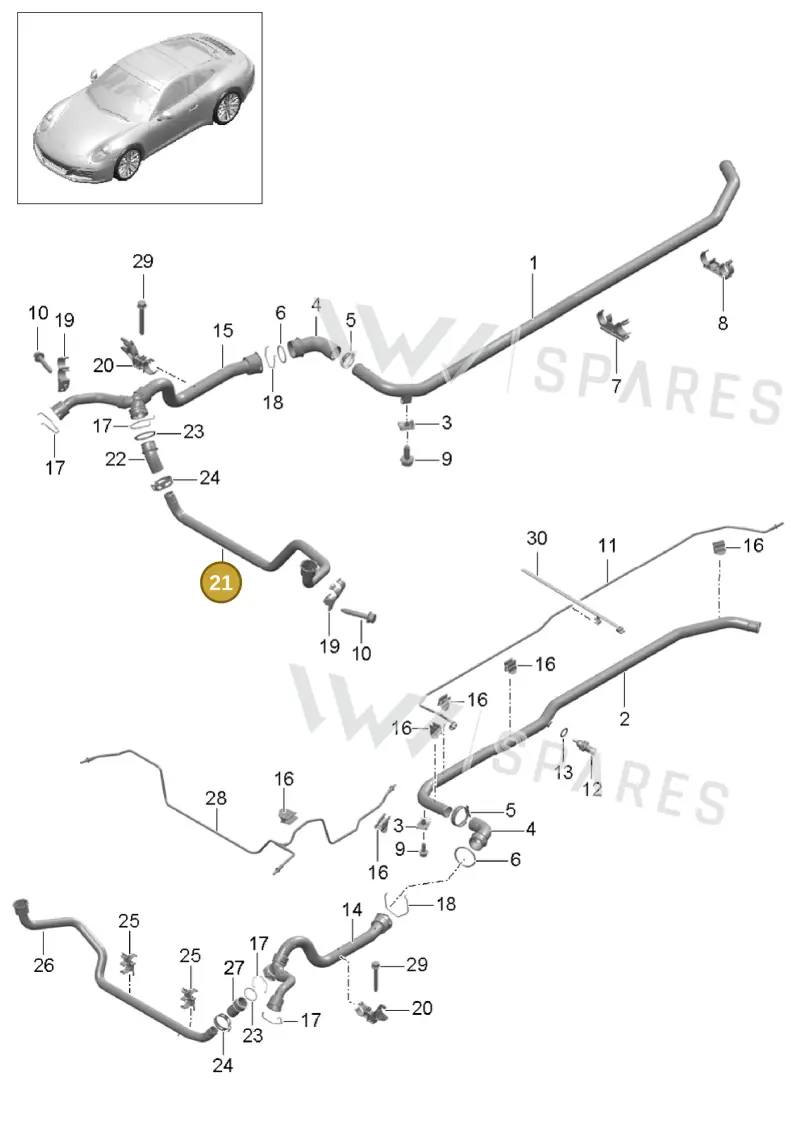 99110671102 — Porsche 911 (2016-2019) diagram p47105010, position 21