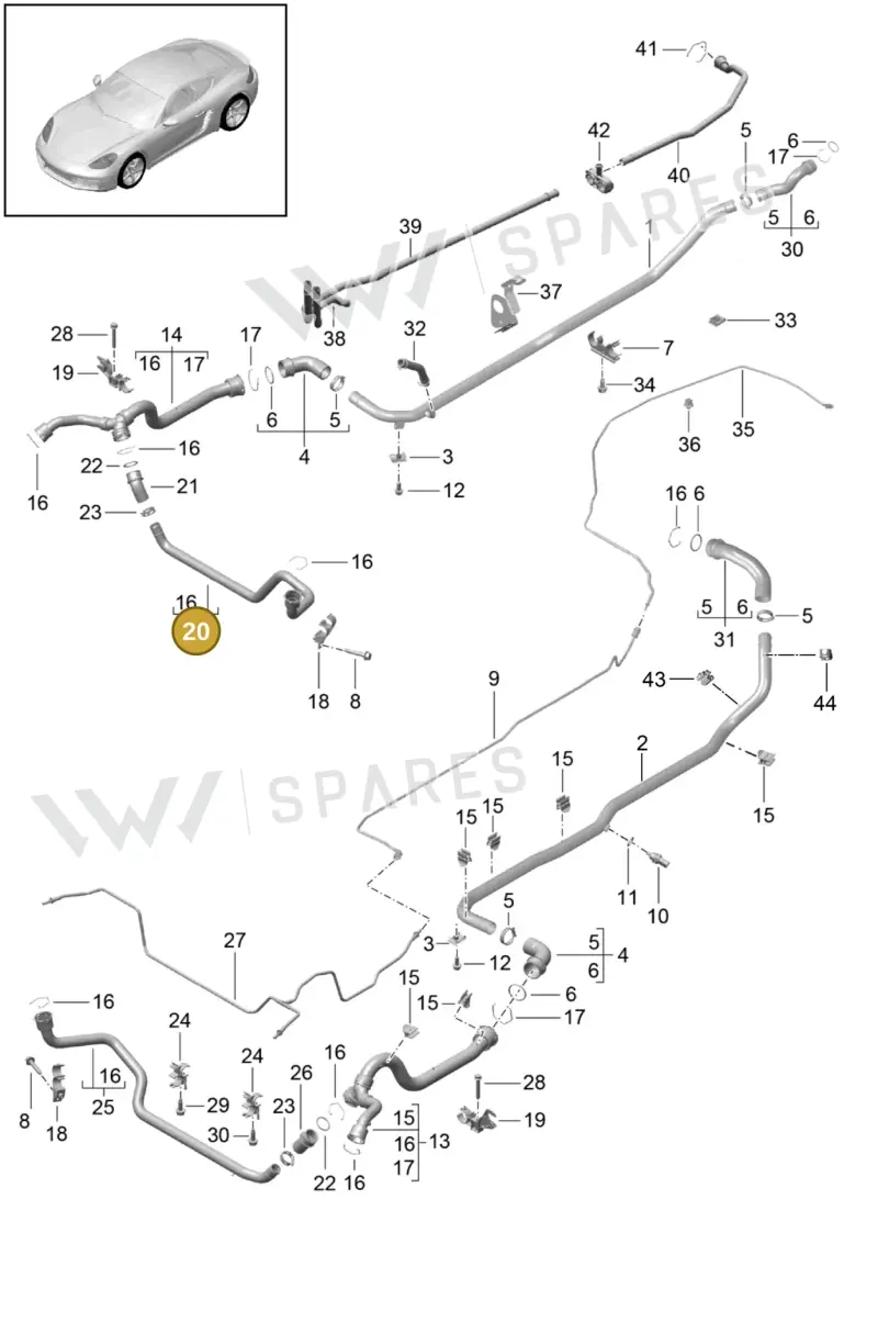 99110671102 — Porsche Cayman (2016-2019) diagram p50105010, position 20