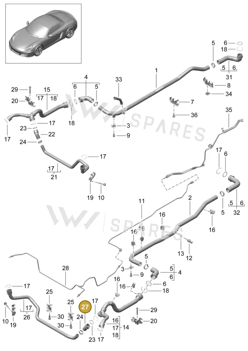 99110672300 — Porsche Boxster (2012-2016) diagram p39105010, position 27