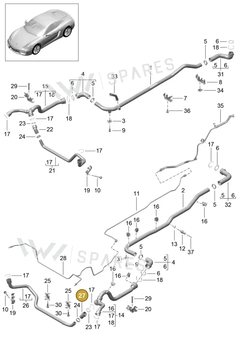 99110672300 — Porsche Cayman (2013-2016) diagram p40105010, position 27