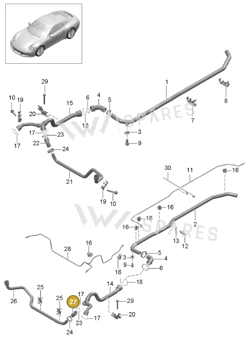 99110672300 — Porsche 991 II Carrera 4 (2016-2019) diagram p47105010, position 27