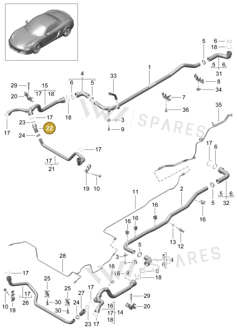 99110672400 — Porsche Boxster (2012-2016) diagram p39105010, position 22