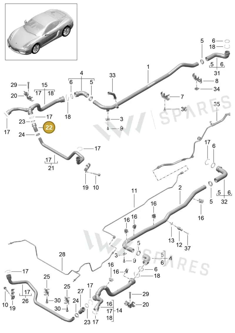 99110672400 — Porsche Cayman (2013-2016) diagram p40105010, position 22