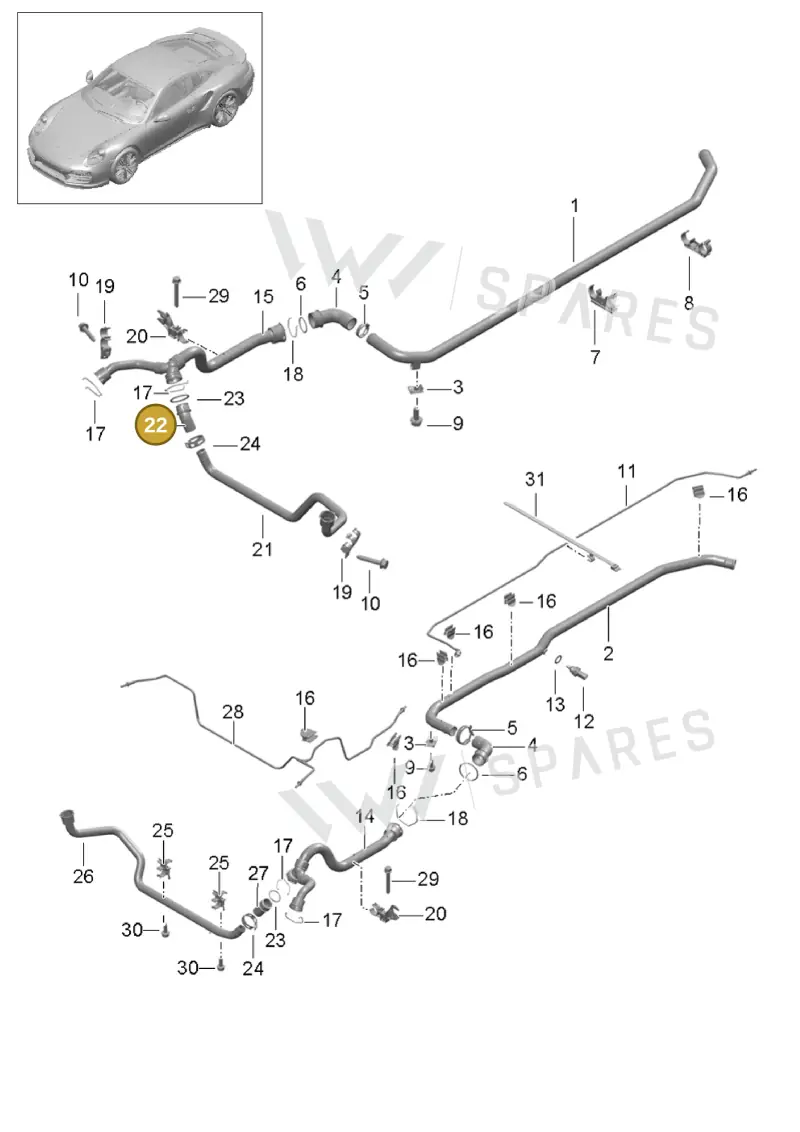99110672400 — Porsche GT2 RS Clubsport (2013-2020) diagram p42105010, position 22