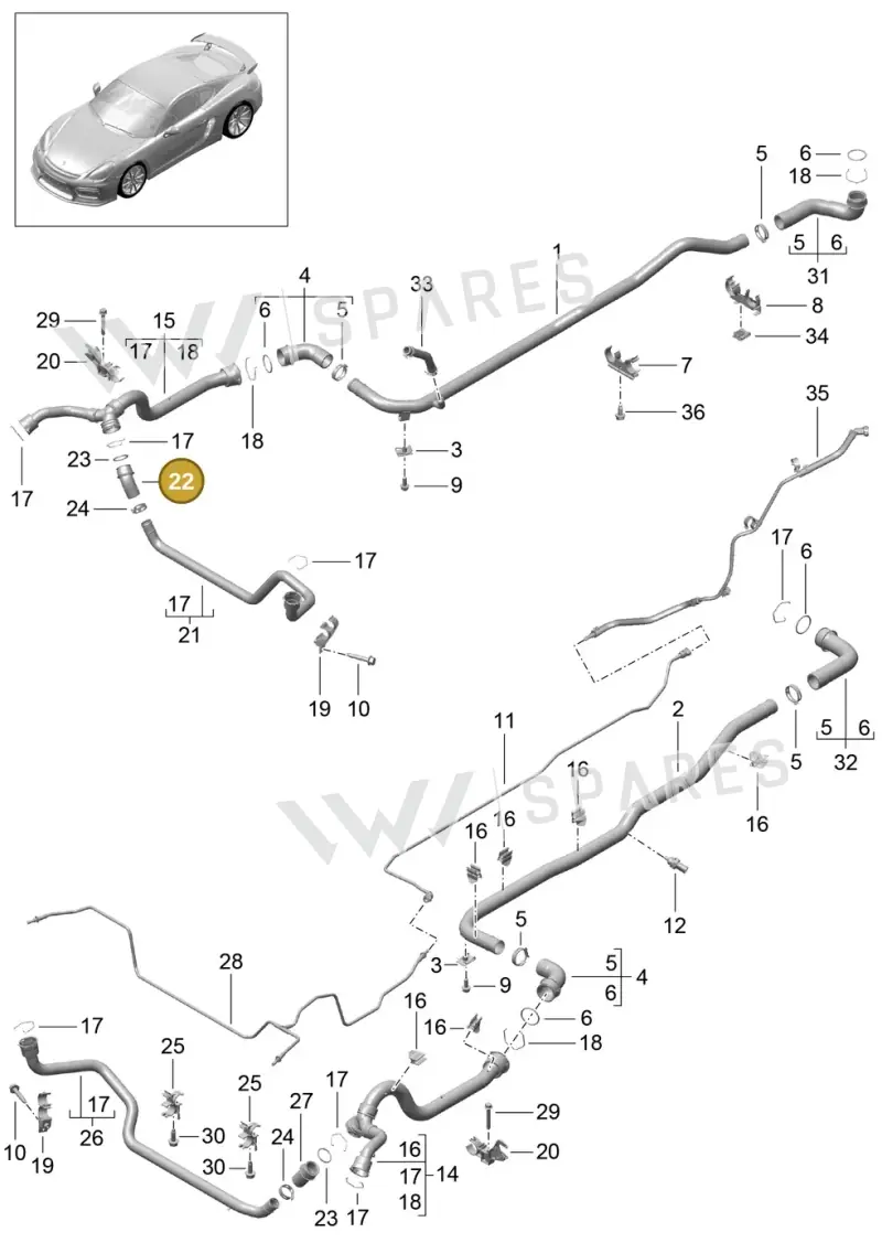 99110672400 — Porsche Cayman GT4 (2015-2016) diagram p45105010, position 22