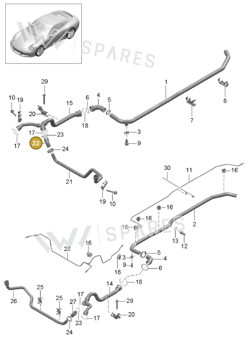 99110672400 — Porsche 991 II Carrera 4 (2016-2019) diagram p47105010, position 22