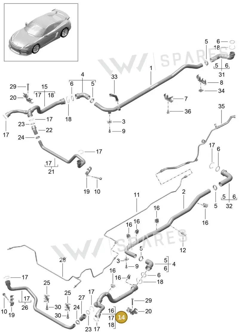 99110675103 — Porsche Cayman GT4 (2015-2016) diagram p45105010, position 14