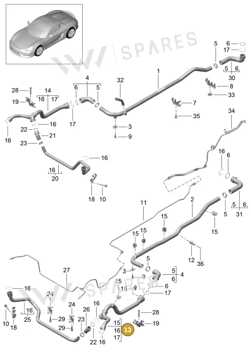 99110675103 — Porsche Boxster Spyder (2015-2016) diagram p46105010, position 13