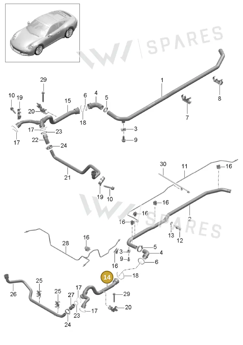 99110675103 — Porsche 911 (2016-2019) diagram p47105010, position 14