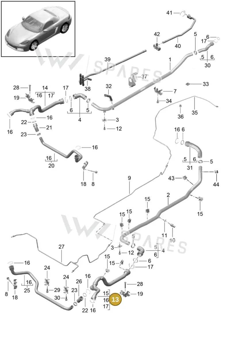 99110675103 — Porsche Boxster (2016-2019) diagram p48105010, position 13