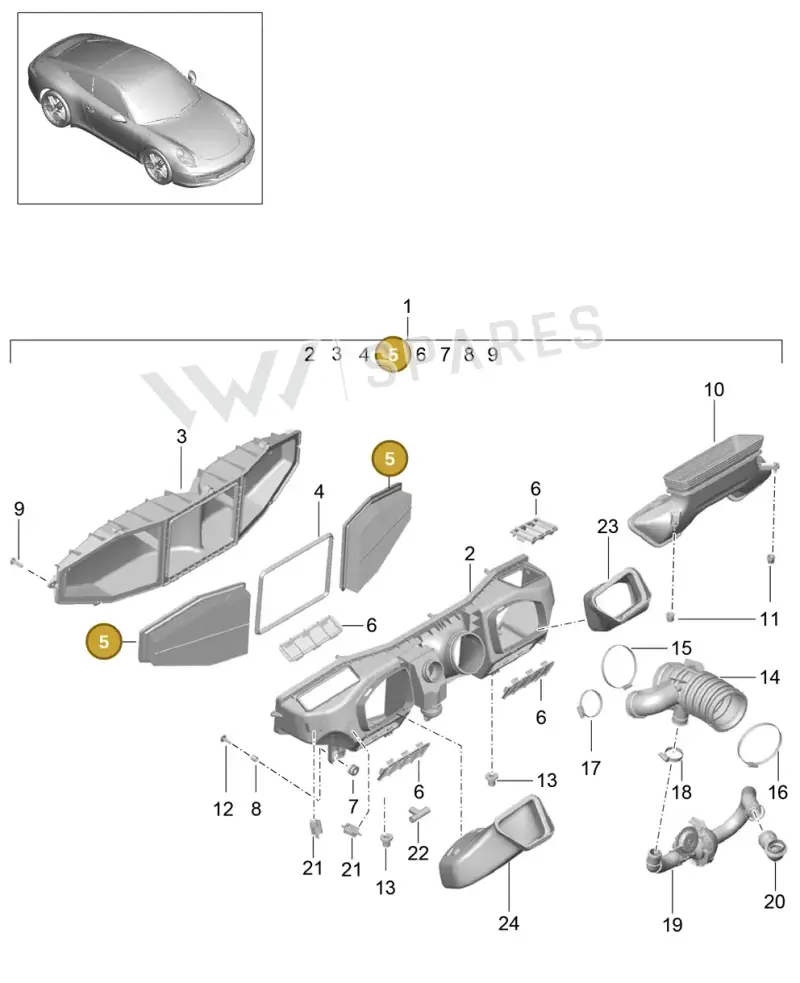 99111013000 — Porsche 991 Carrera 4 (2011-2016) diagram p38106000, position 5