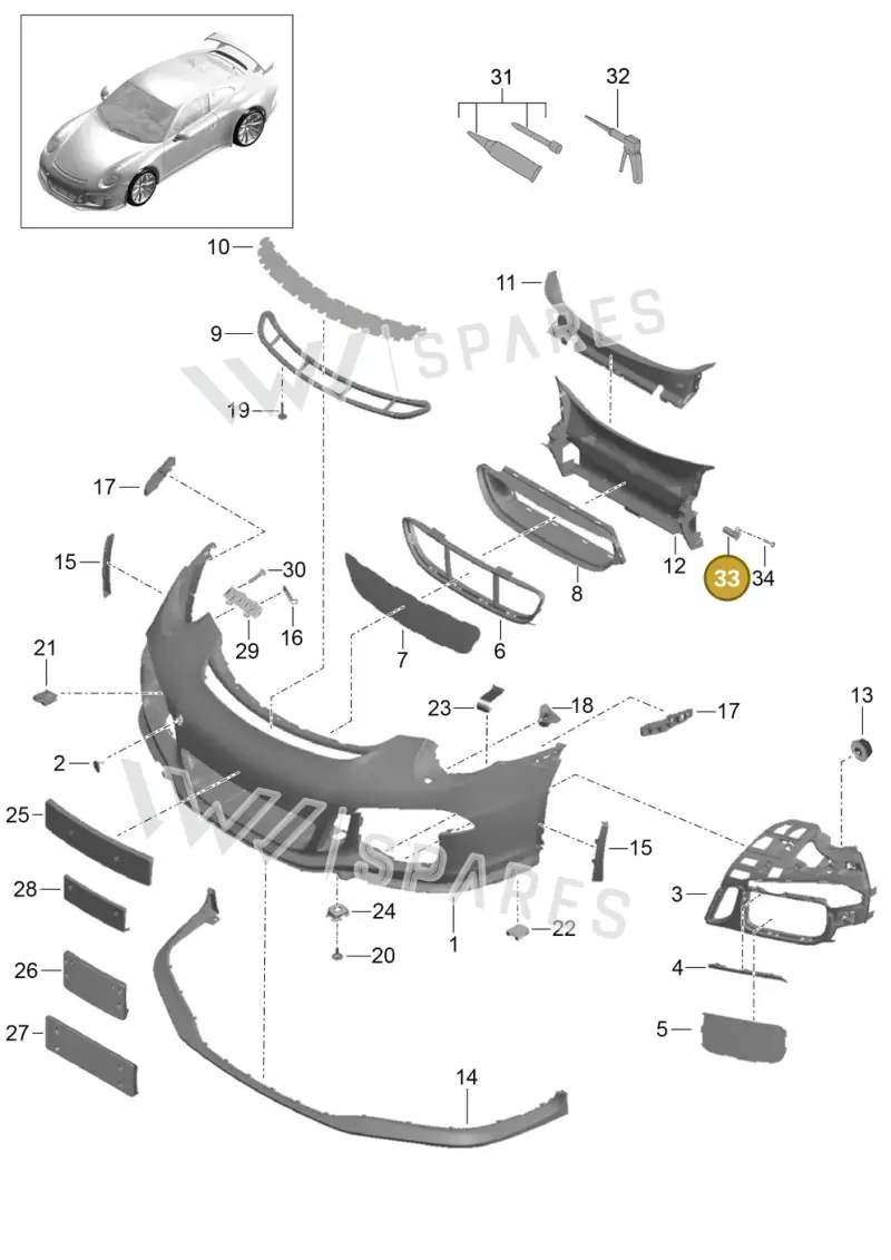 99150458790 — Porsche 911 (2013-2020) diagram p41802000, position 33
