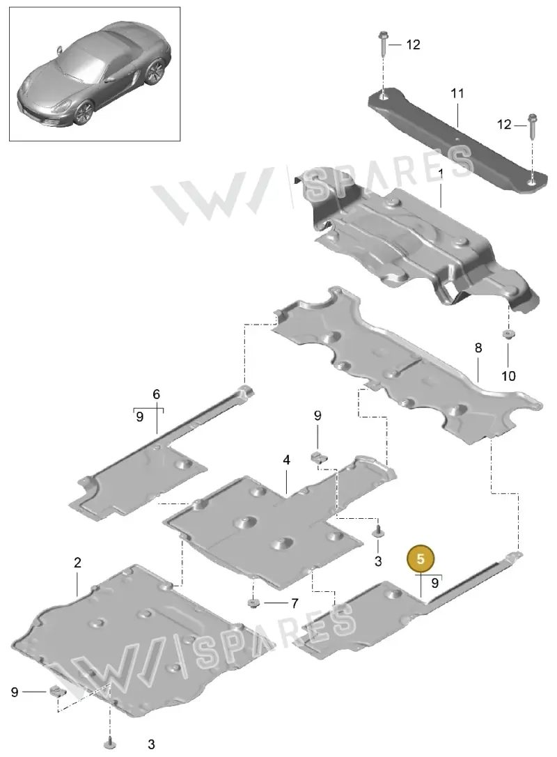 99150460500 — Porsche Boxster (2012-2016) diagram p39801070, position 5