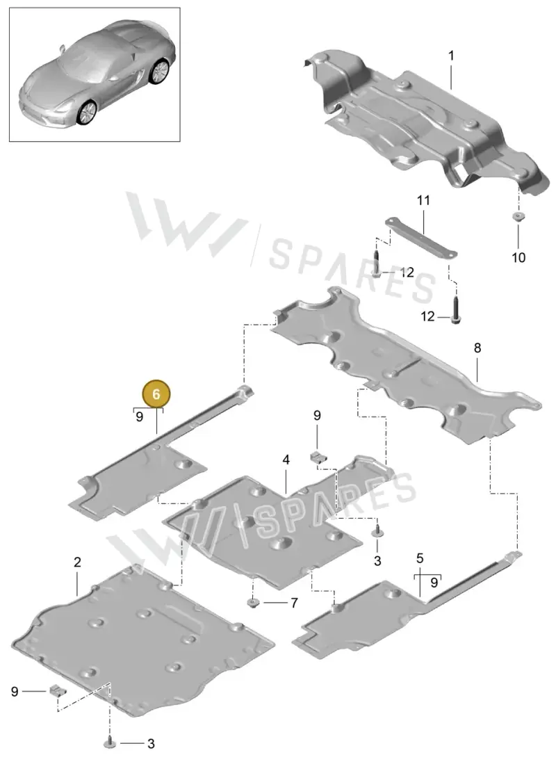 99150460600 — Porsche Boxster Spyder (2015-2016) diagram p46801070, position 6