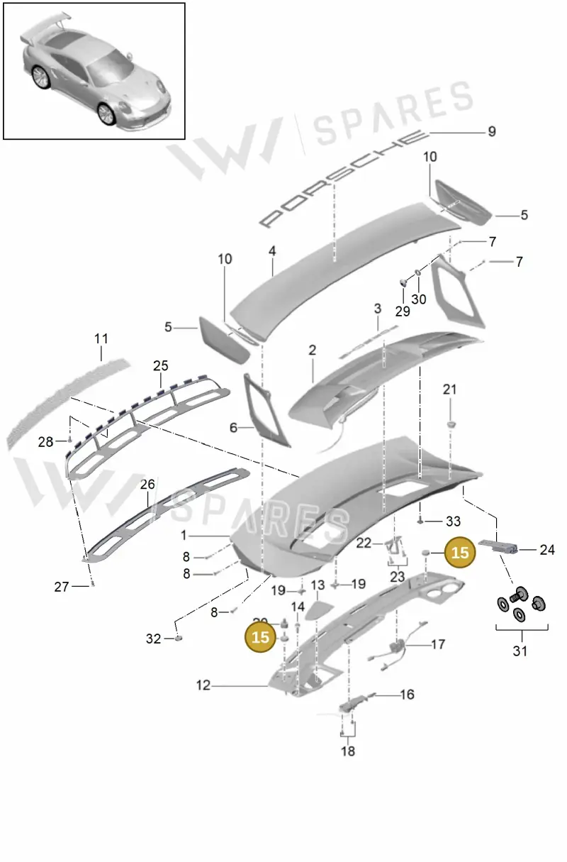 99150467580 — Porsche GT2 RS Clubsport (2013-2020) diagram p42803015, position 15