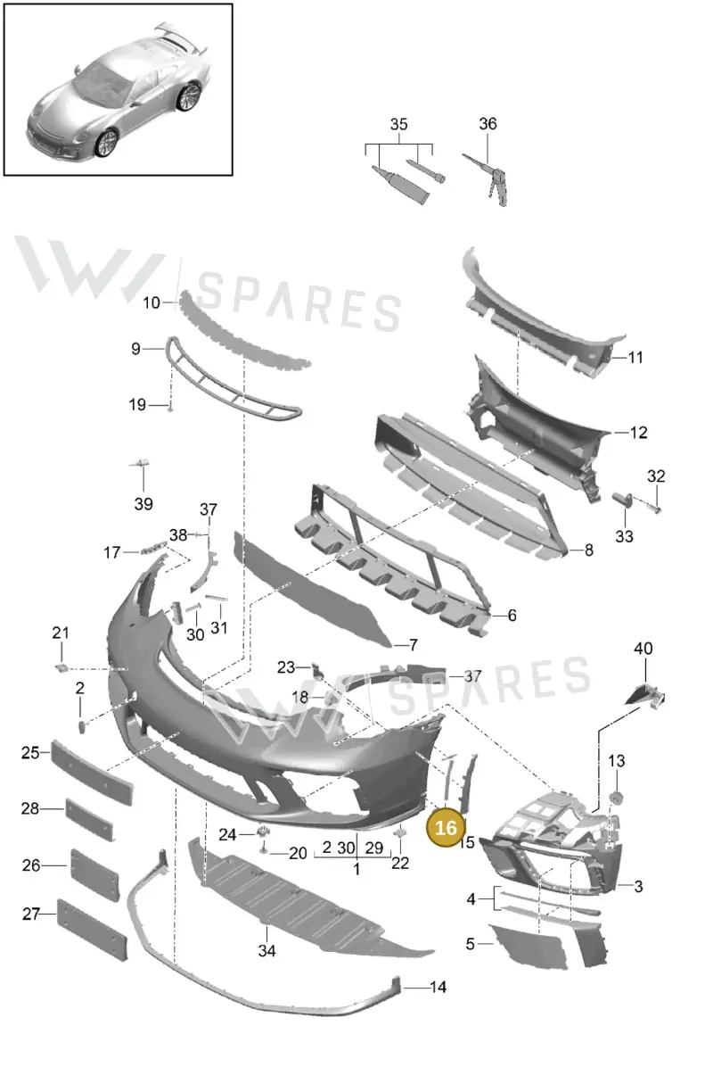 99150562880 — Porsche 911 (2013-2020) diagram p41802000, position 16