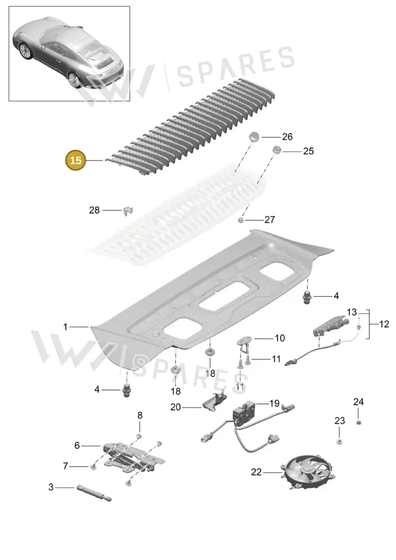 99151233123G2X — Porsche 911 (2016-2019) diagram p47803000, position 15