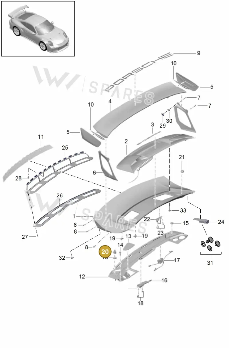 99151297180 — Porsche GT2 RS Clubsport (2013-2020) diagram p42803015, position 20