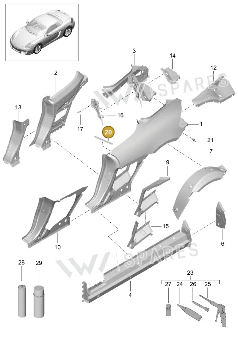 99153723701 — Porsche Boxster (2012-2016) diagram p39801050, position 20