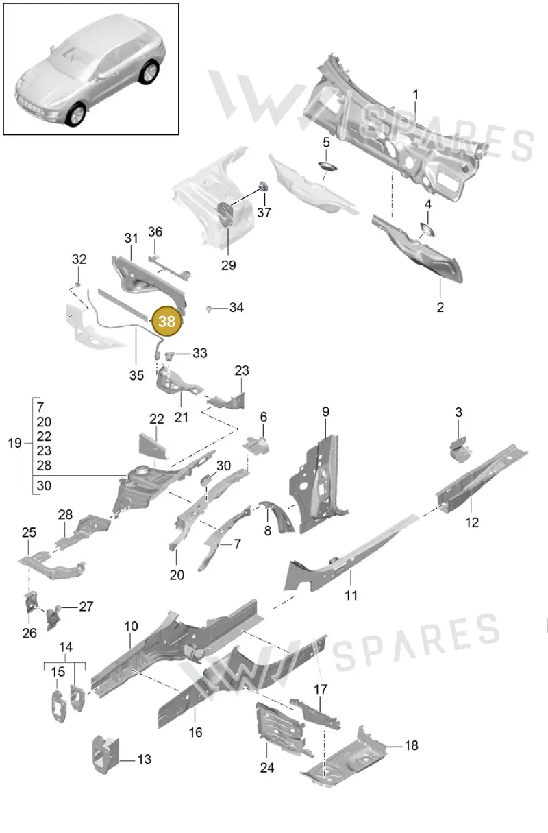 99153723701 — Porsche Macan GTS (2013-2018) diagram p44801010, position 38
