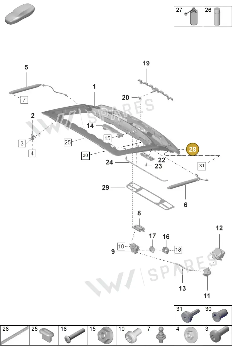 99153723701 — Porsche Panamera 4 Hybrid (2020-2023) diagram p58803100, position 28