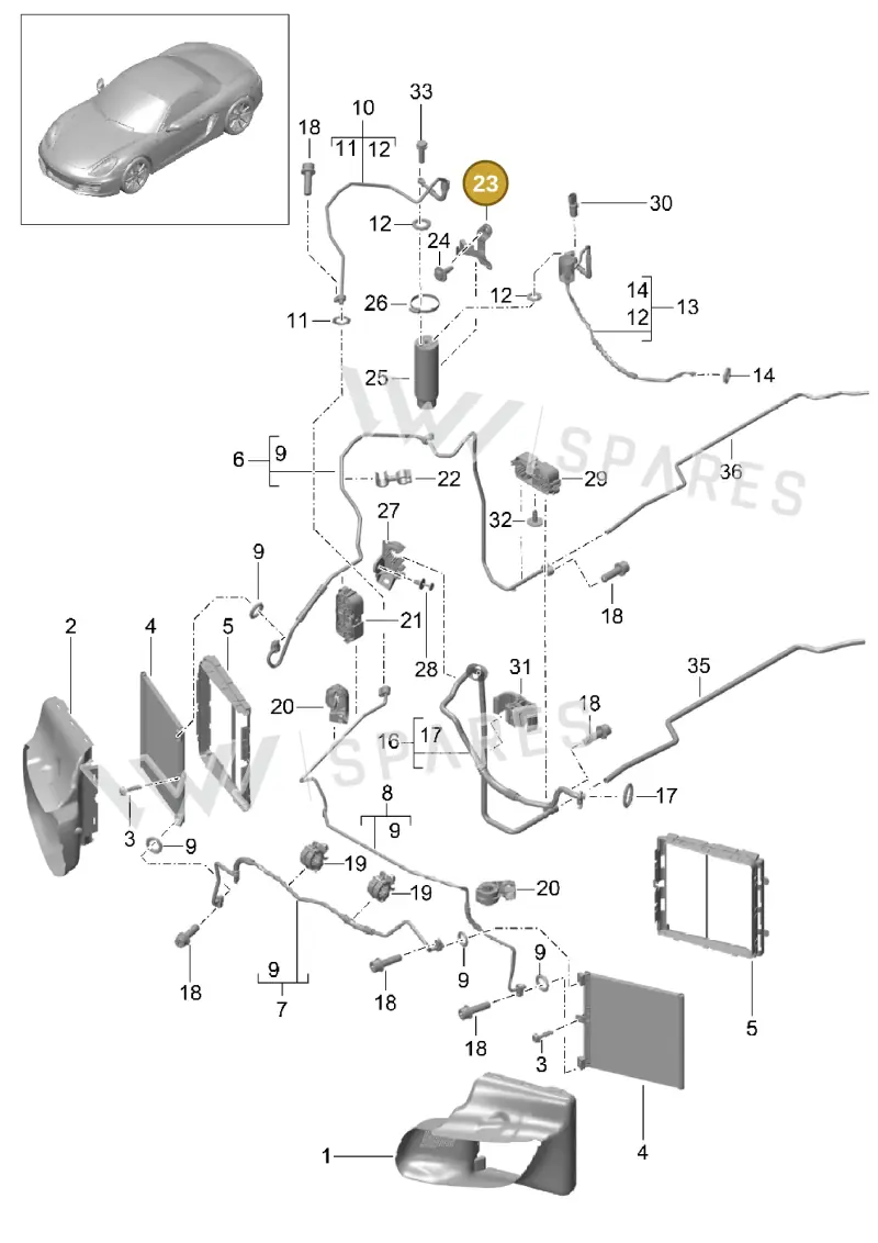 99157345101 — Porsche Boxster (2012-2016) diagram p39813020, position 23