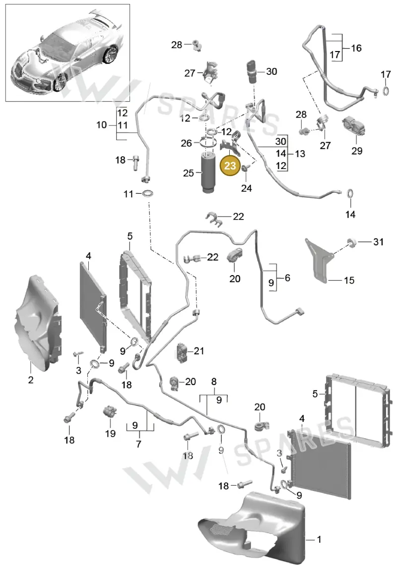99157345101 — Porsche 991 R (2013-2020) diagram p41813020, position 23
