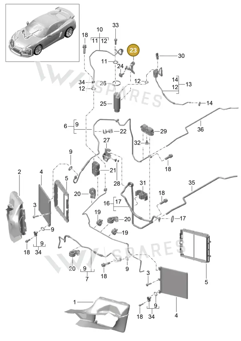 99157345101 — Porsche Cayman GT4 (2015-2016) diagram p45813020, position 23