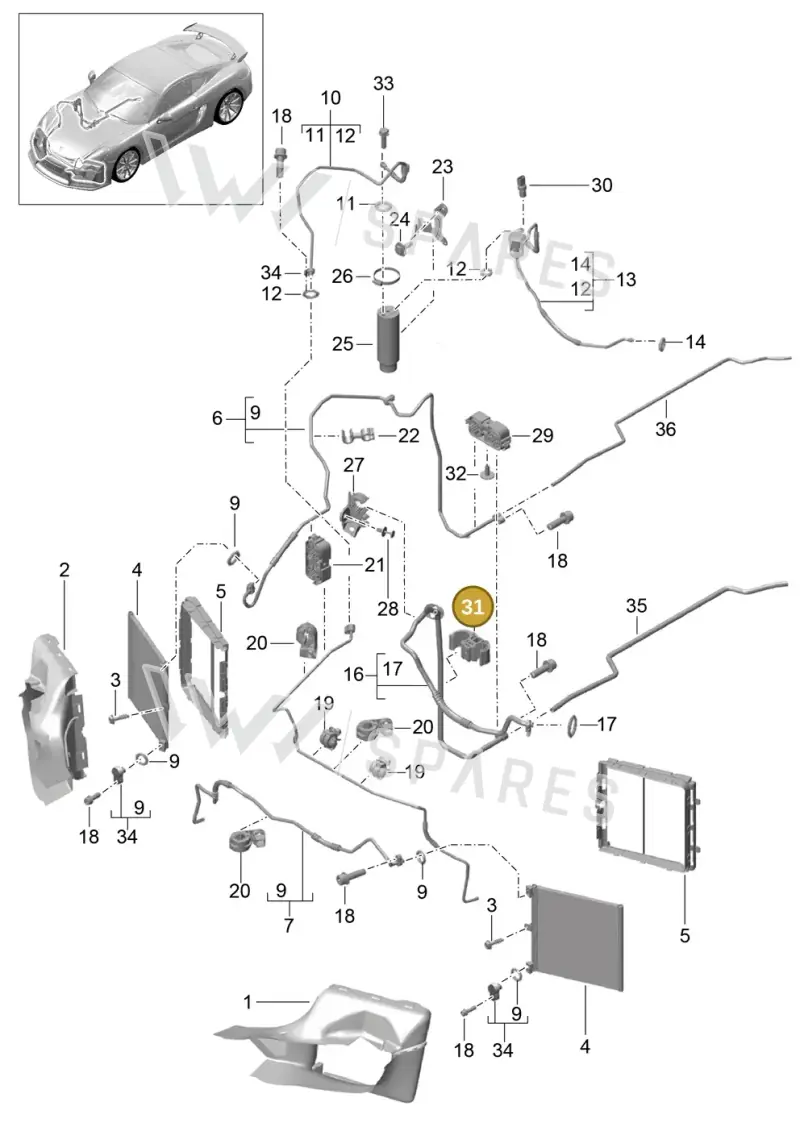 99157382501 — Porsche Cayman GT4 (2015-2016) diagram p45813020, position 31
